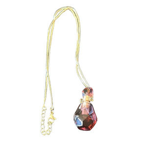 Gold and Pink Perfume Essential Oil Pendant Necklace